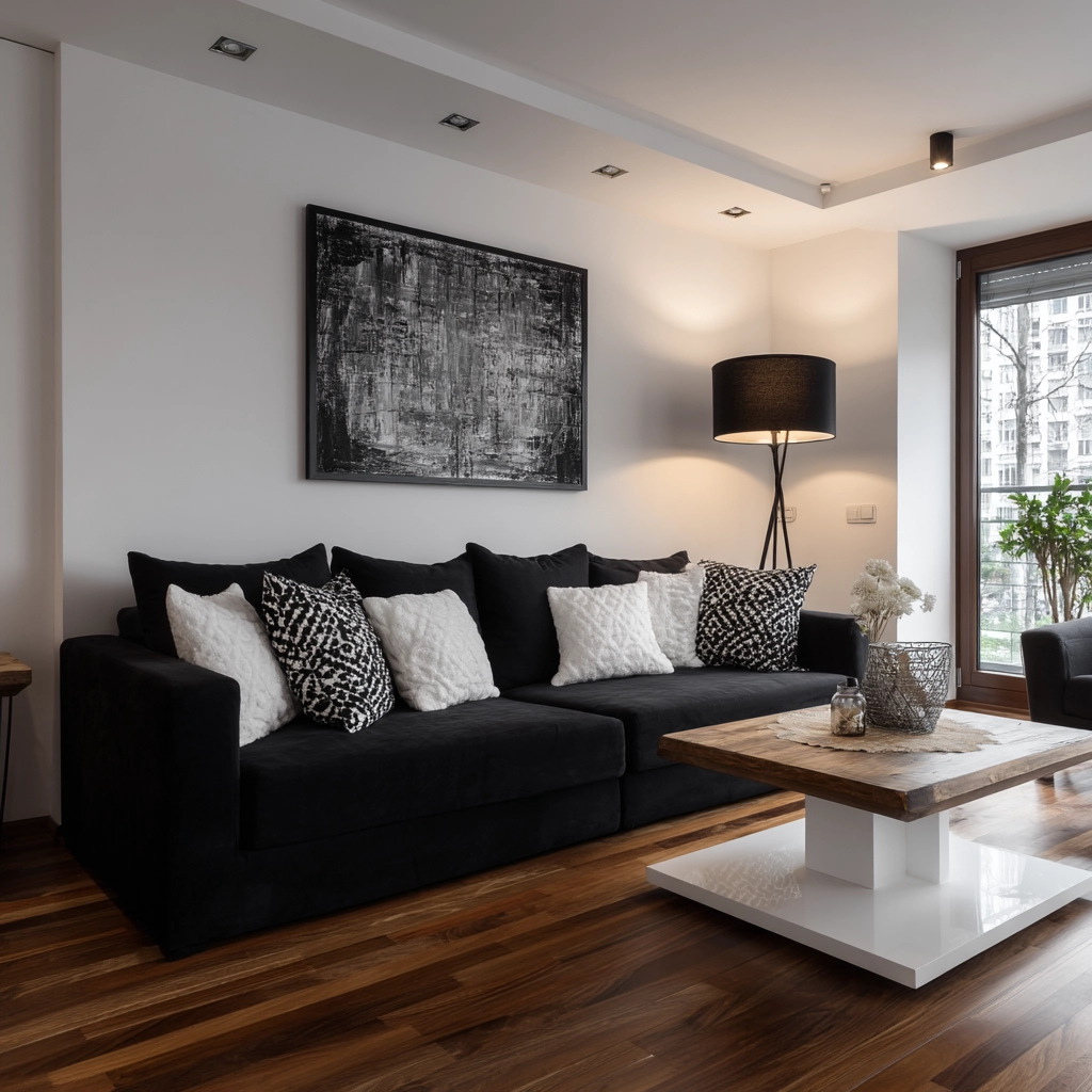 black and white living room decor 52