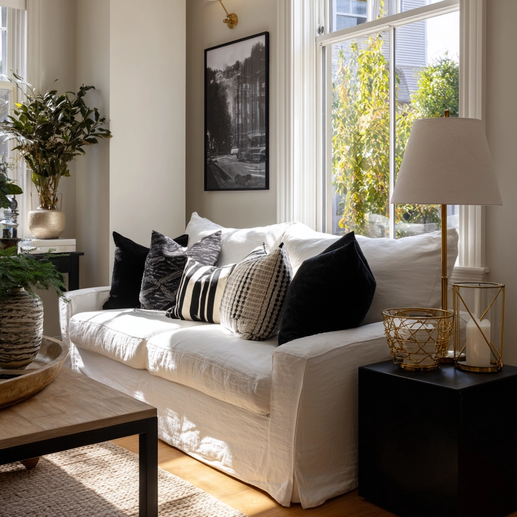 black and white living room decor 54