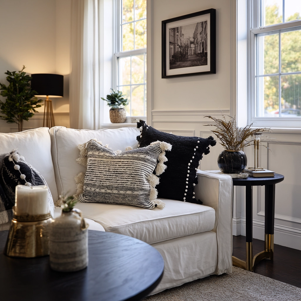 black and white living room decor 55