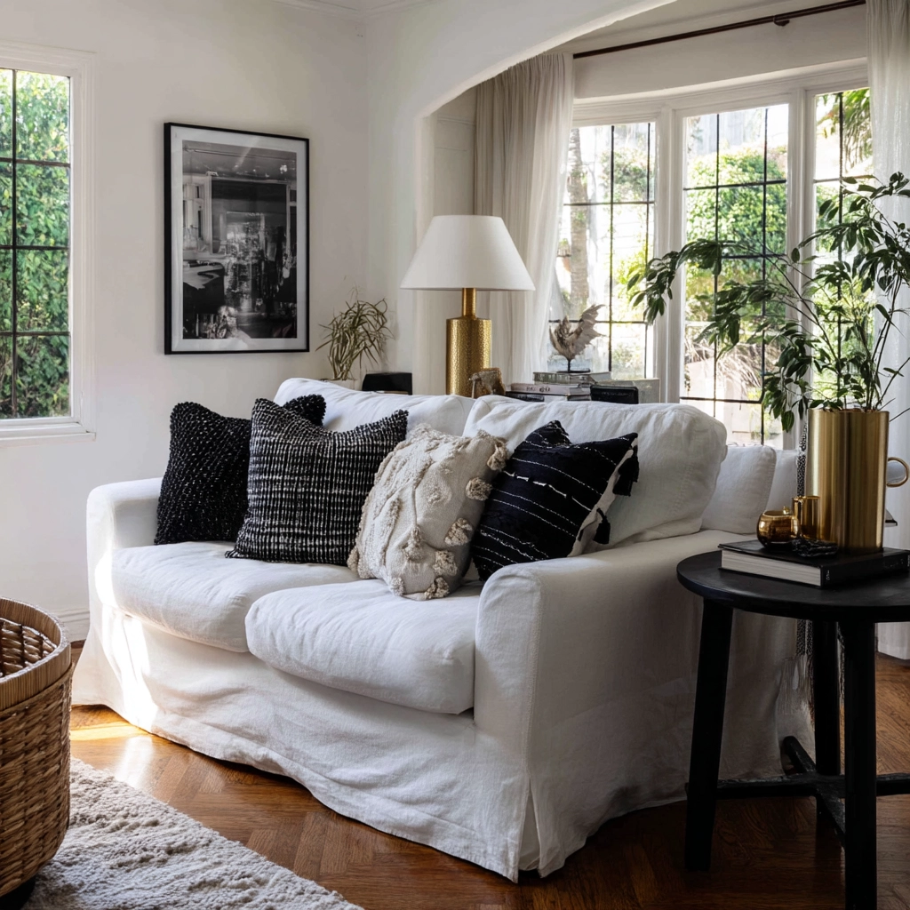 black and white living room decor 56