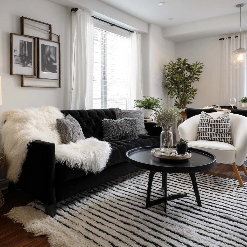 black and white living room decor 57
