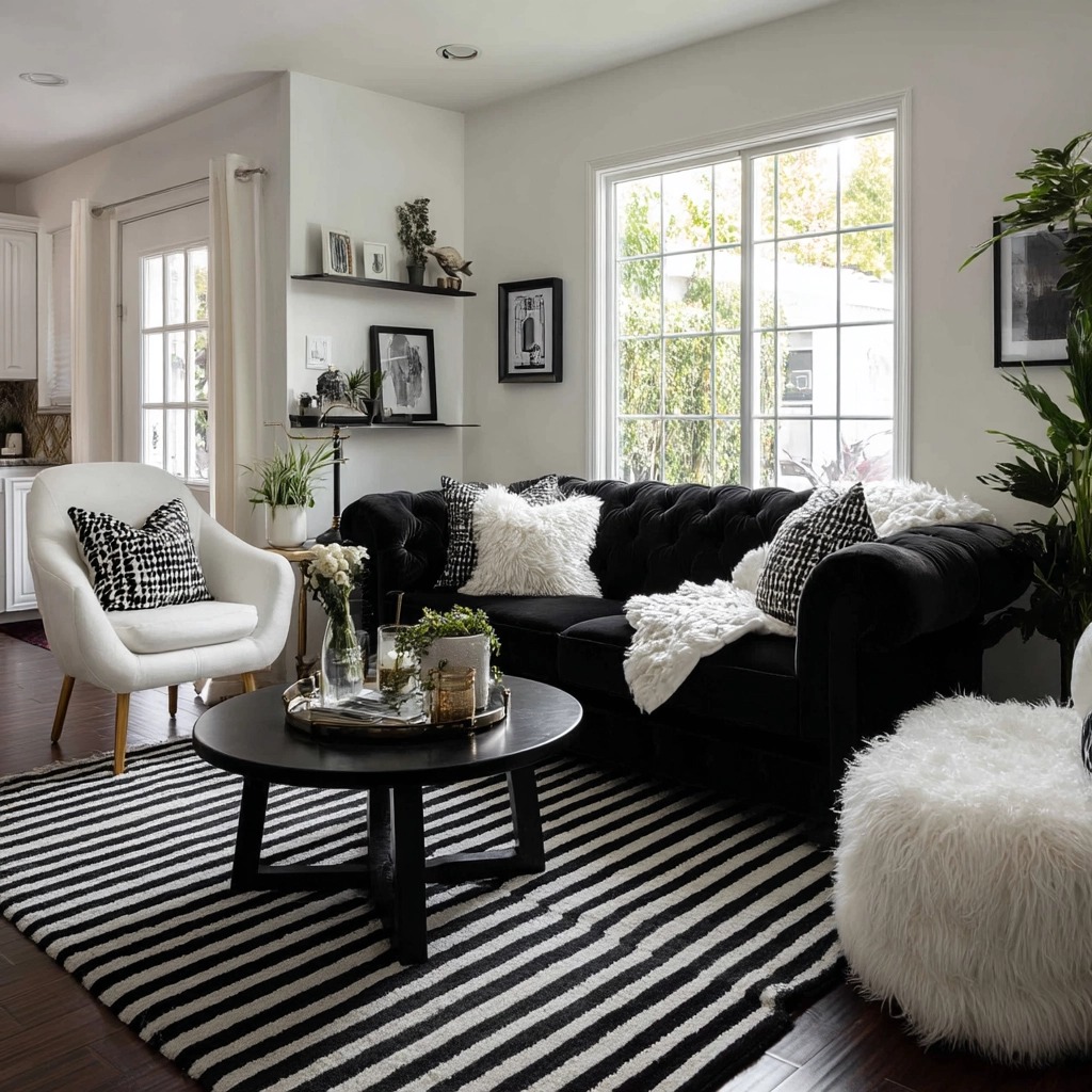 black and white living room decor 58
