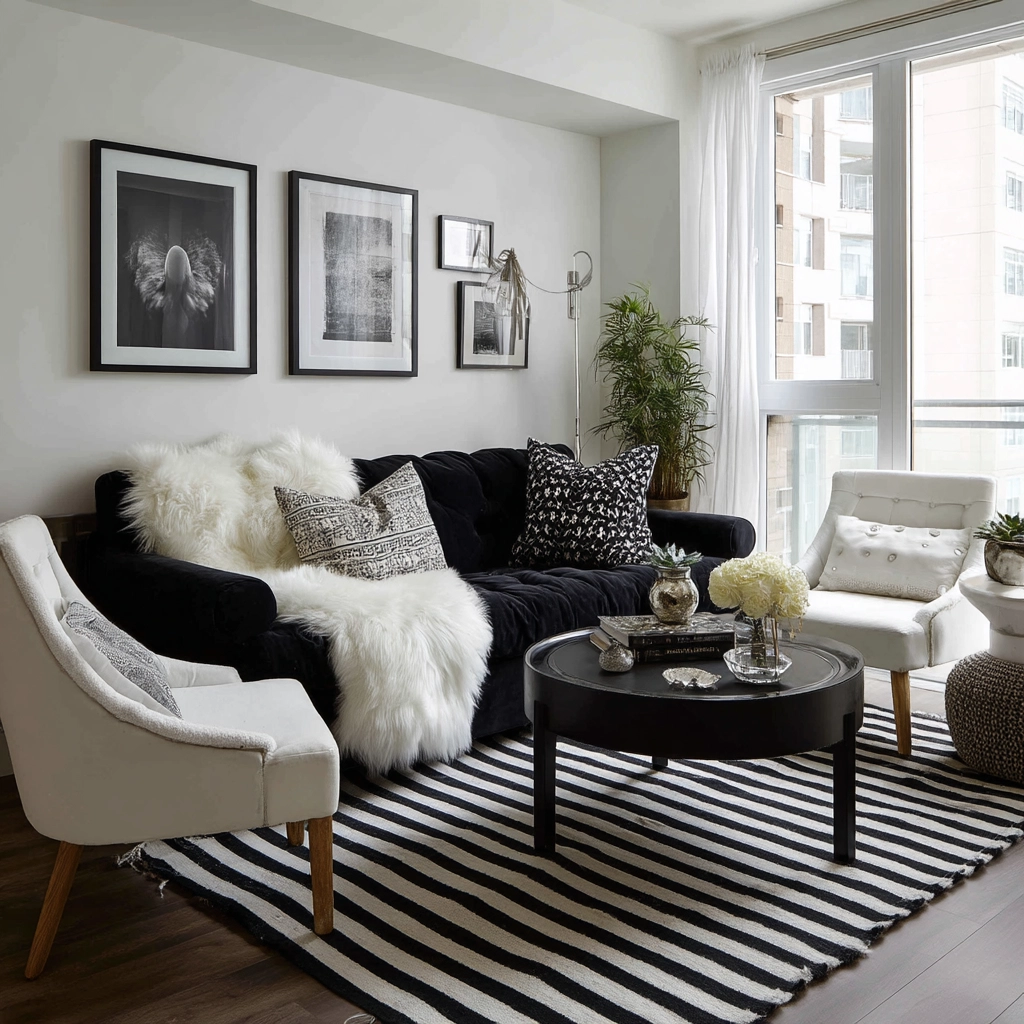 black and white living room decor 59