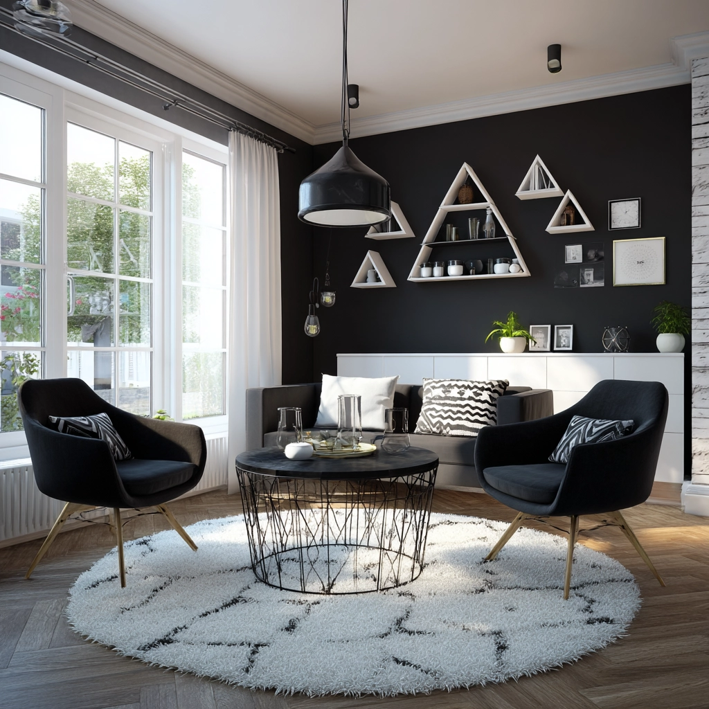 black and white living room decor 6