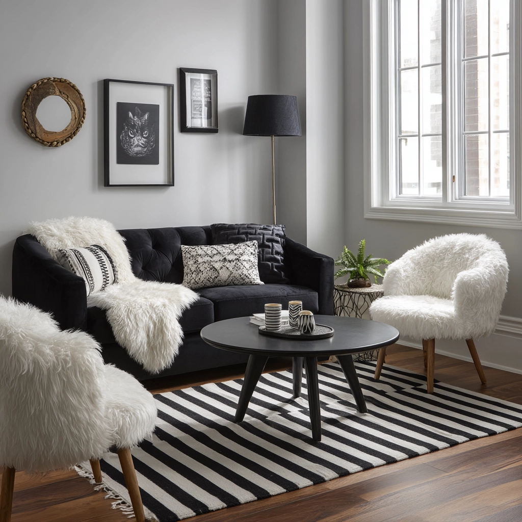 black and white living room decor 60