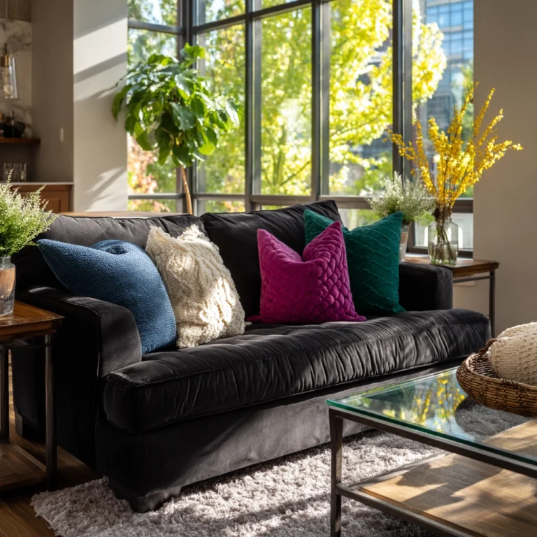 black couch living room 1