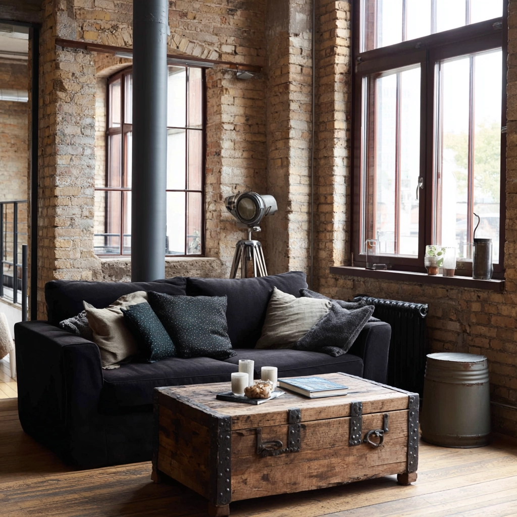 black couch living room 10