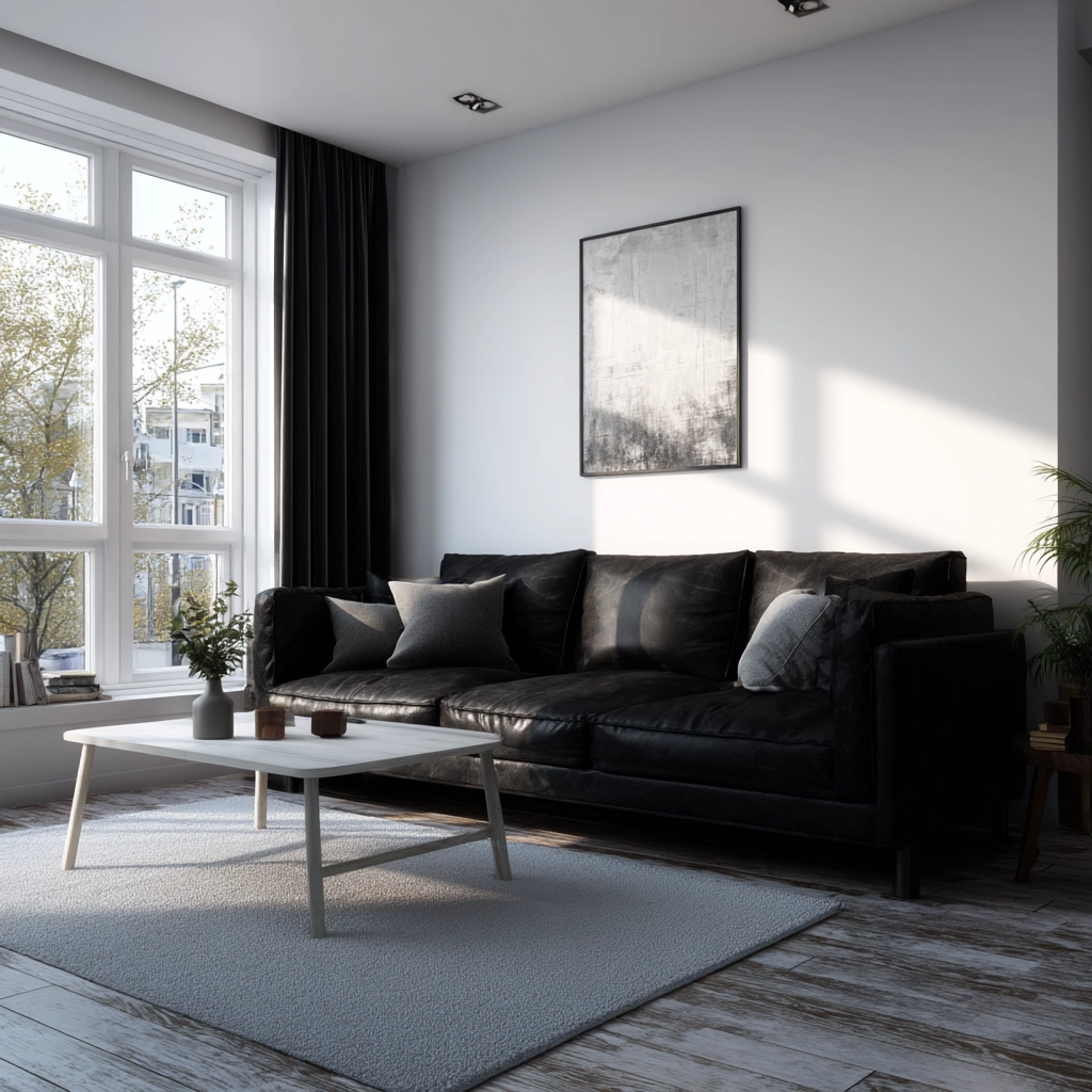 black couch living room 13