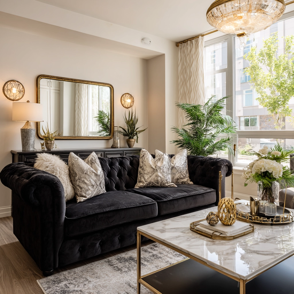 black couch living room 18