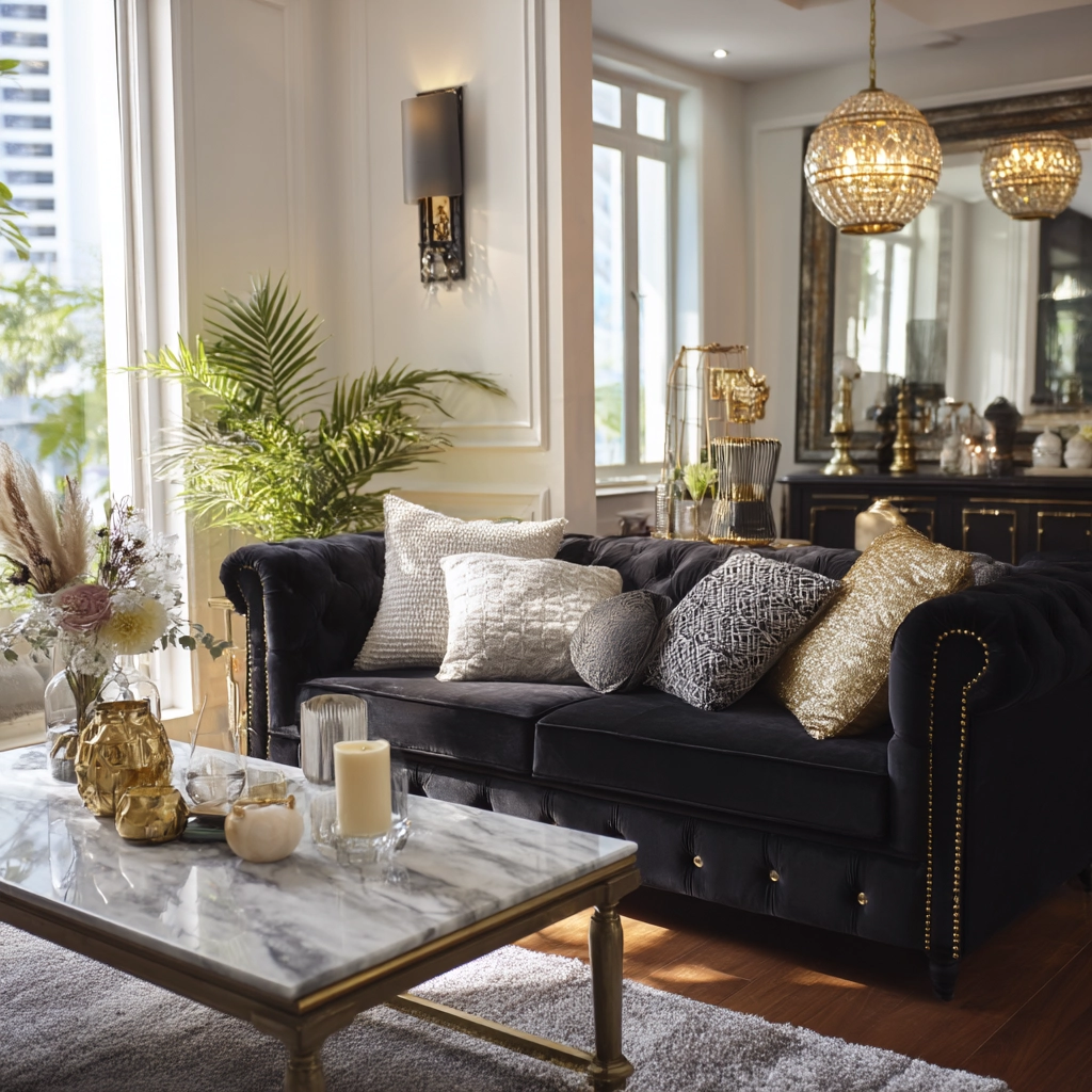 black couch living room 19