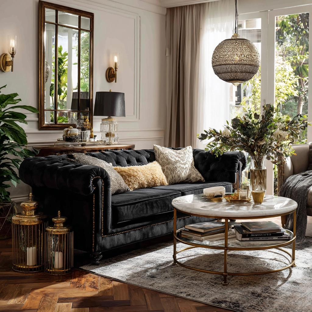 black couch living room 20