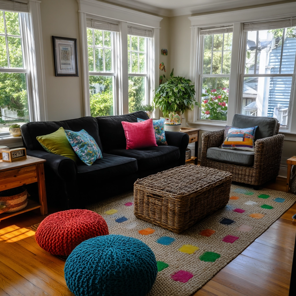 black couch living room 21