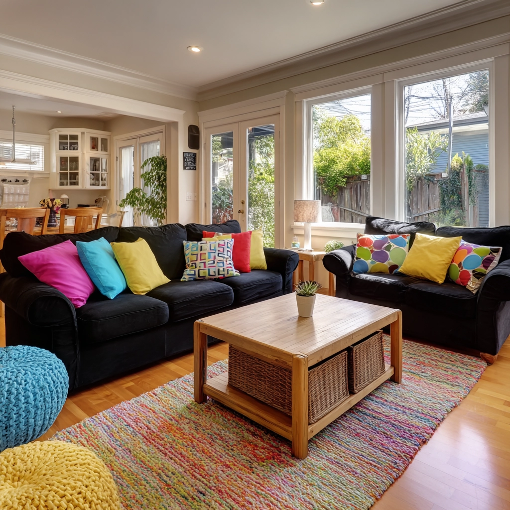 black couch living room 22