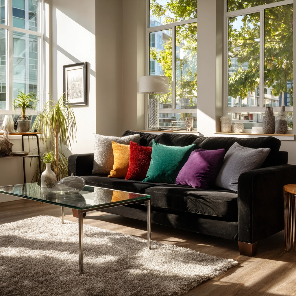 black couch living room 3