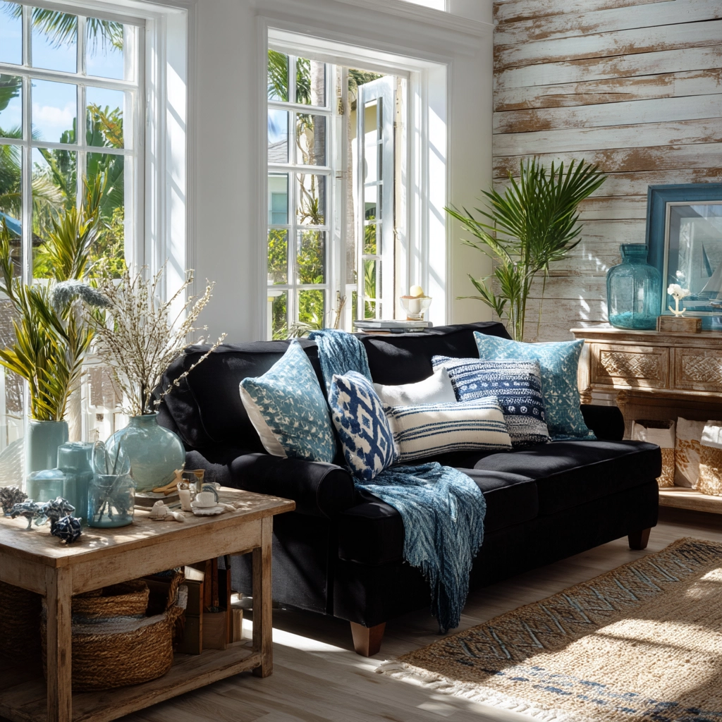 black couch living room 32