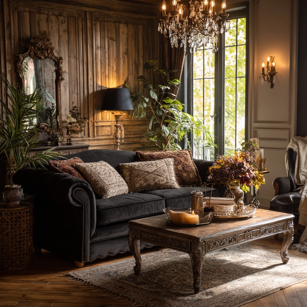 black couch living room 33