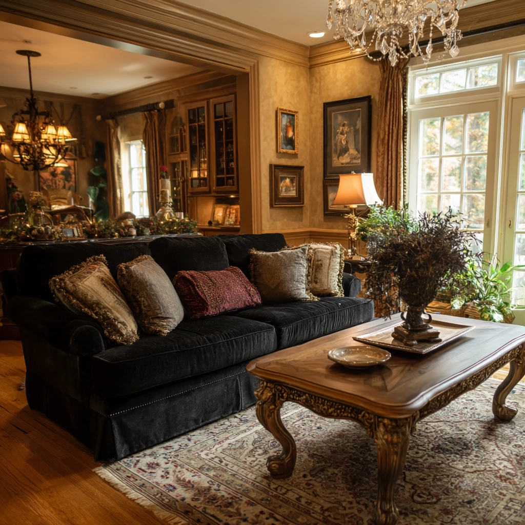 black couch living room 36