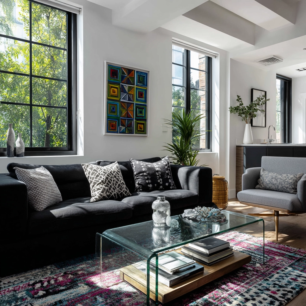 black couch living room 39