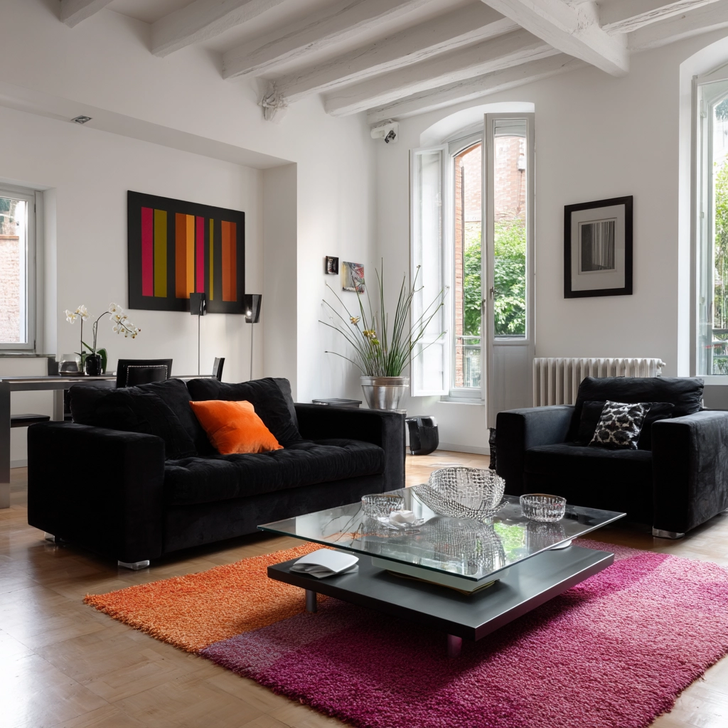 black couch living room 40