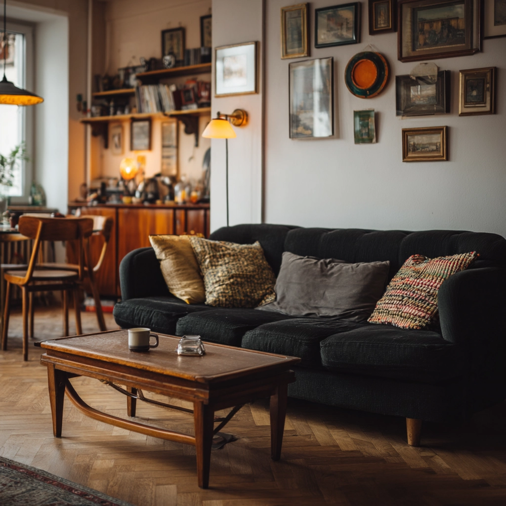 black couch living room 44