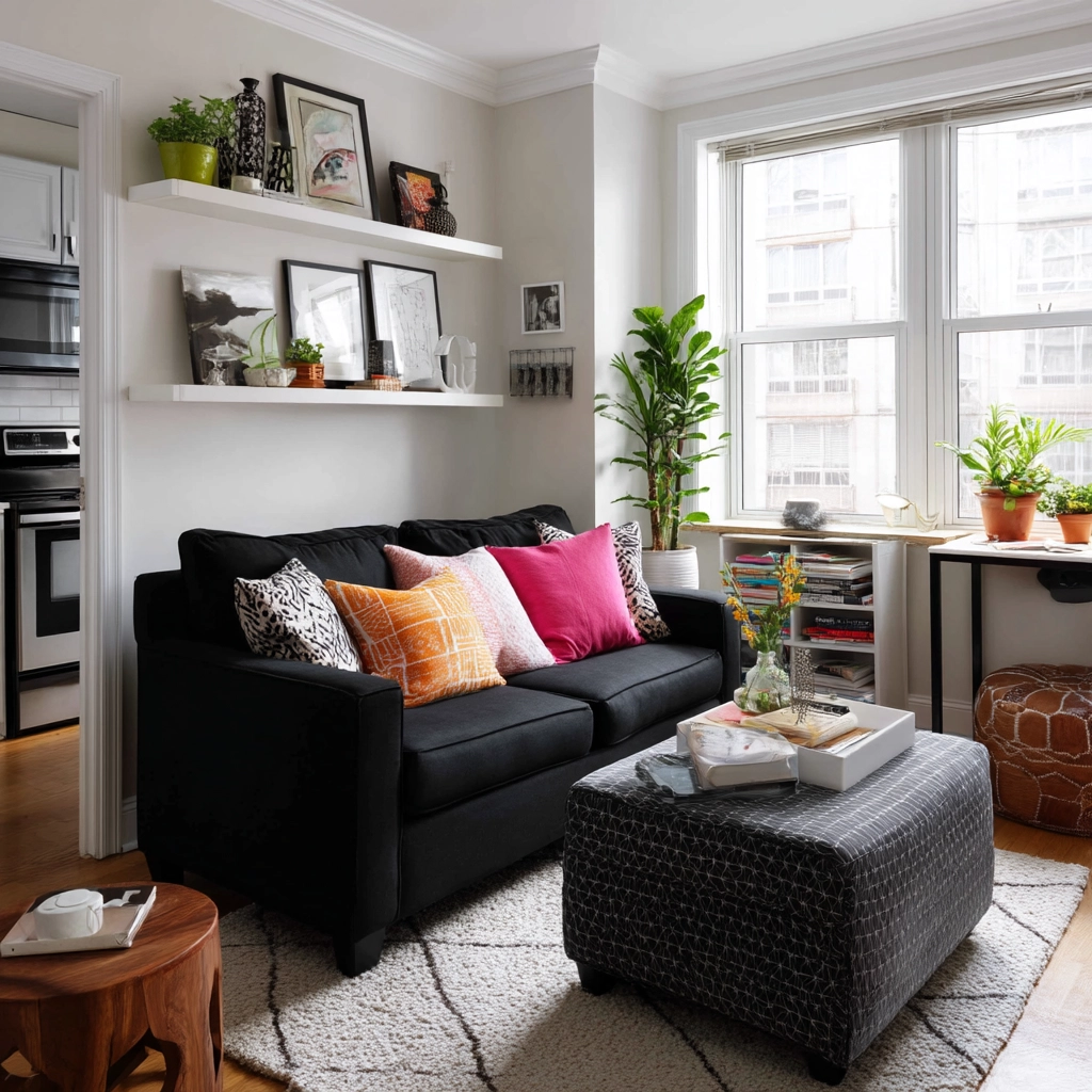 black couch living room 45