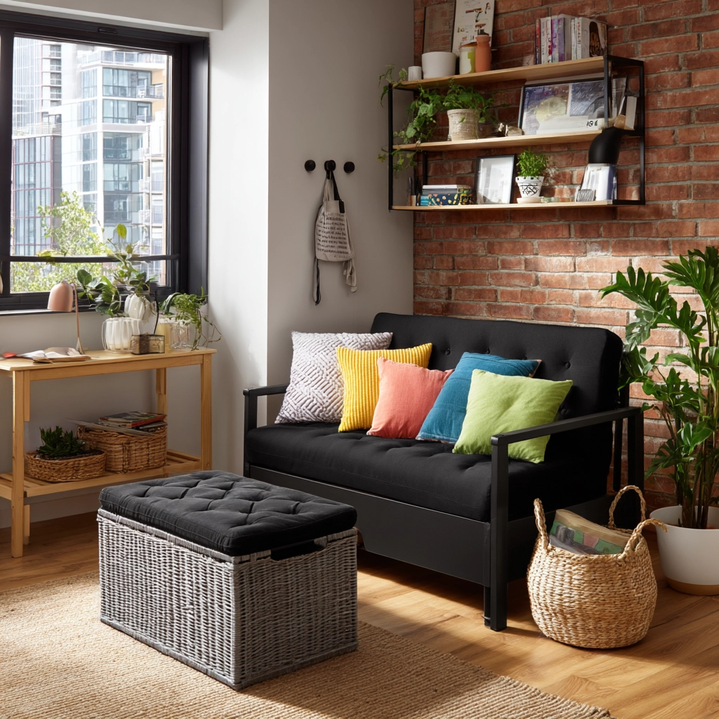 black couch living room 46