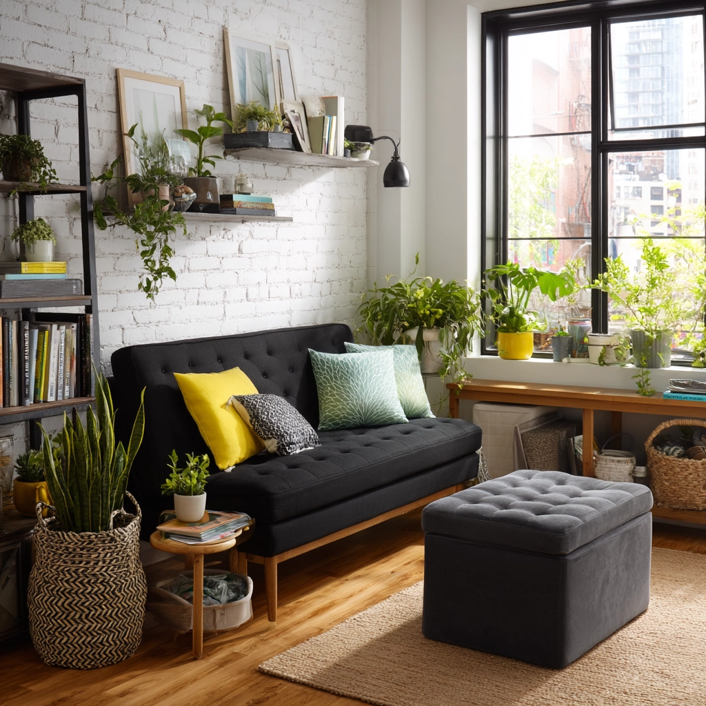 black couch living room 48