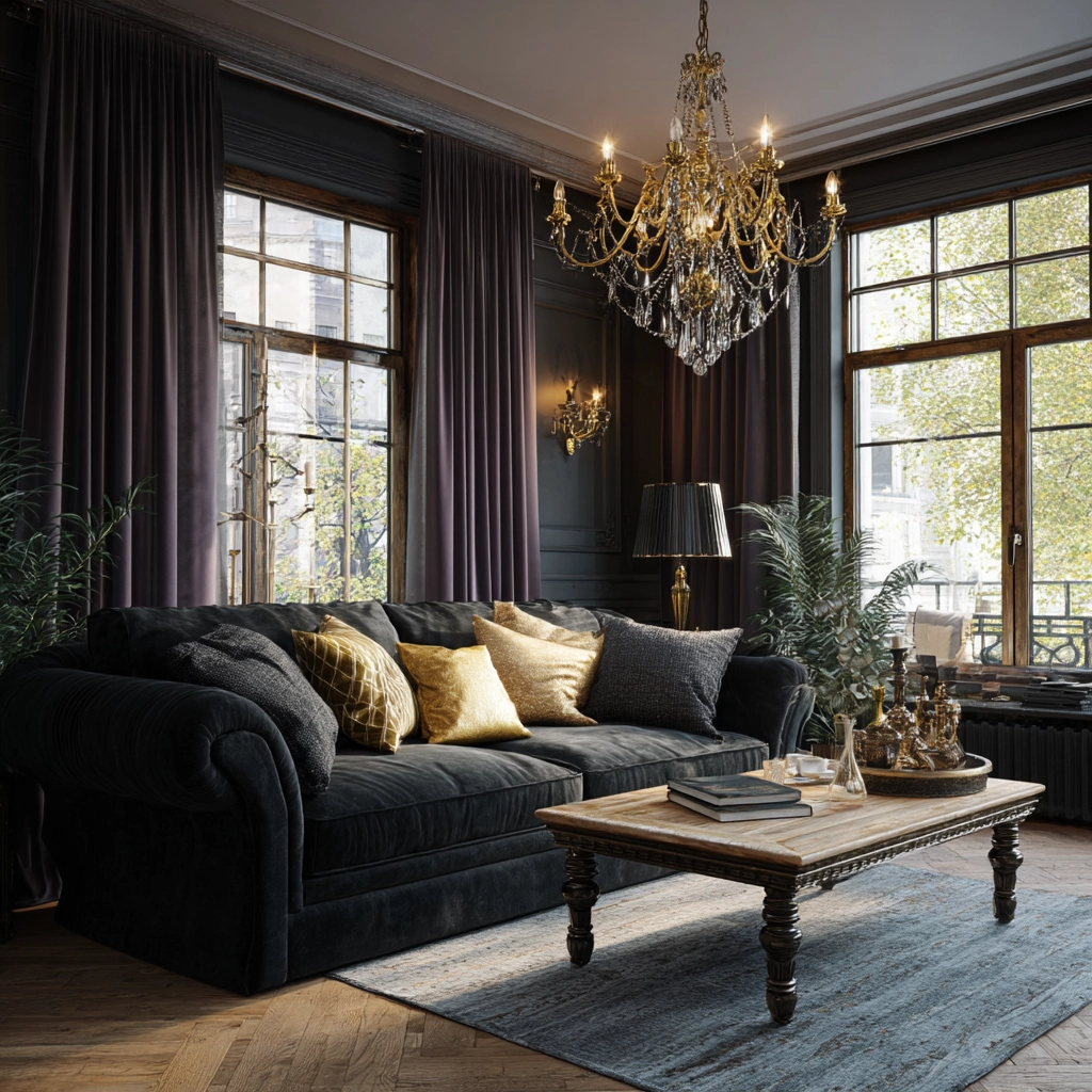 black couch living room 50