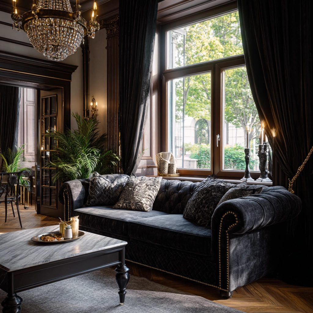 black couch living room 52