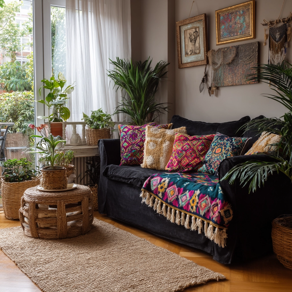 black couch living room 6