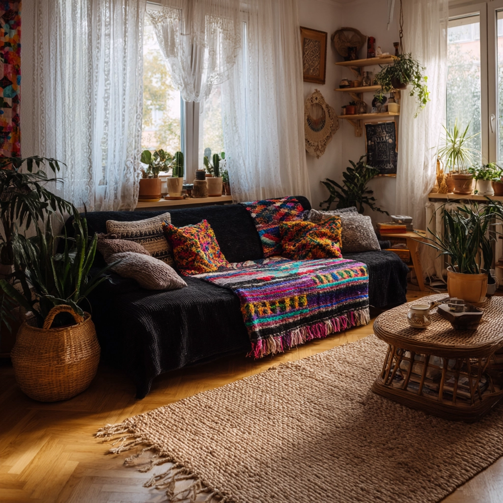 black couch living room 8
