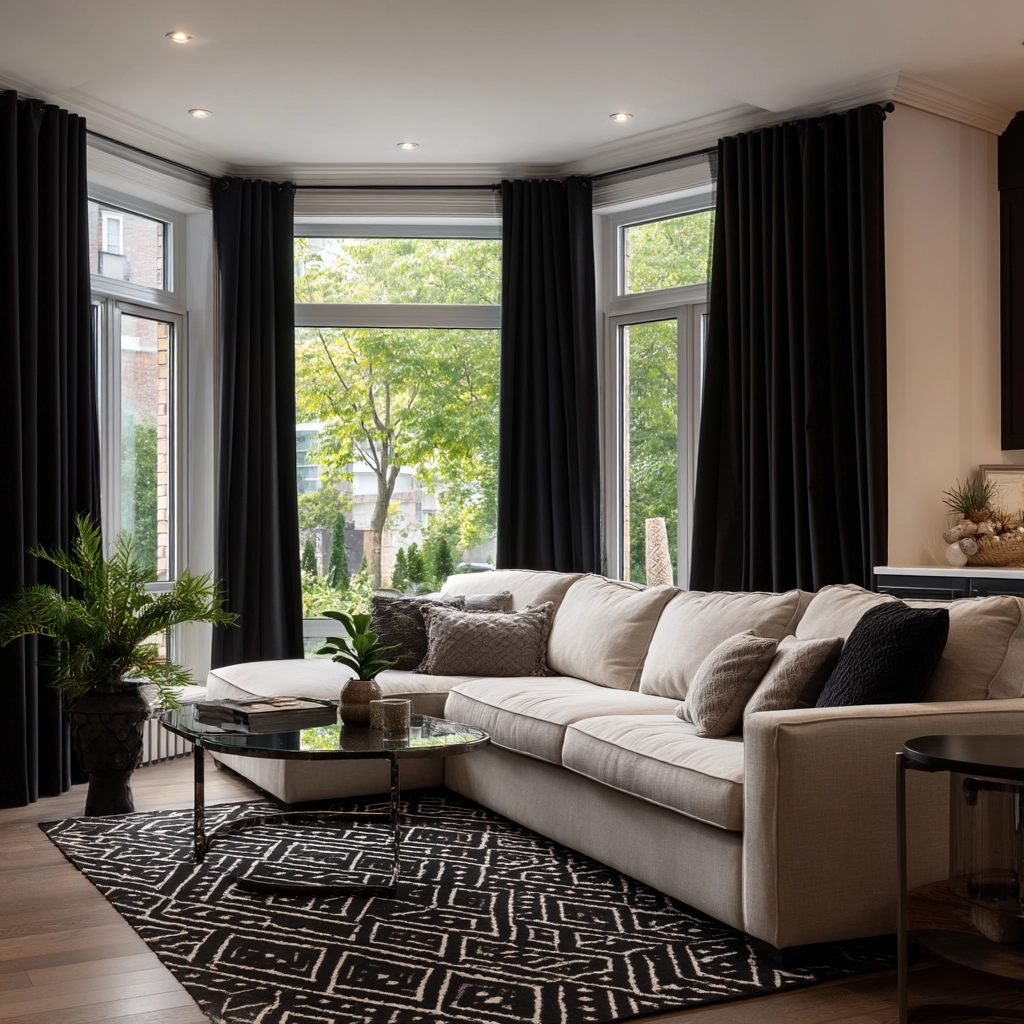 black curtains living room ideas 1