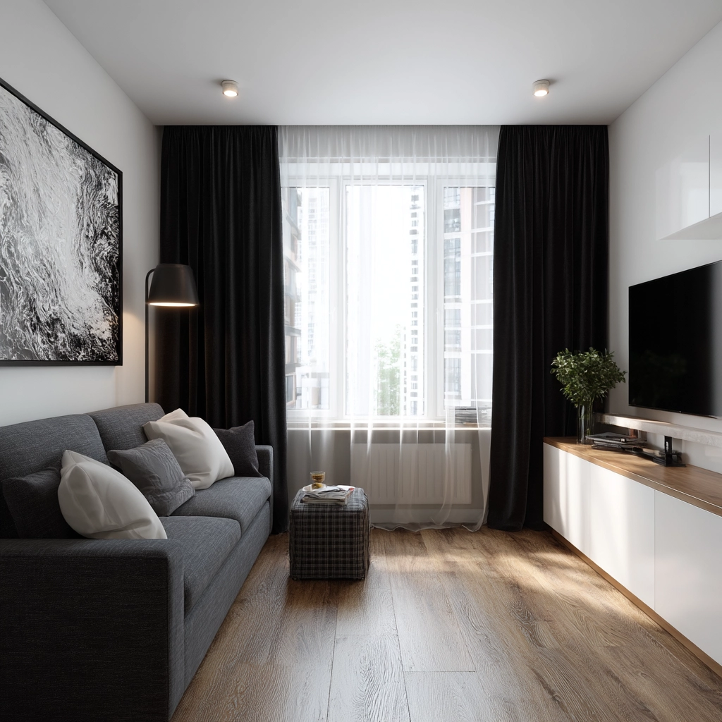 black curtains living room ideas 13