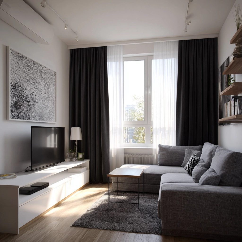 black curtains living room ideas 14