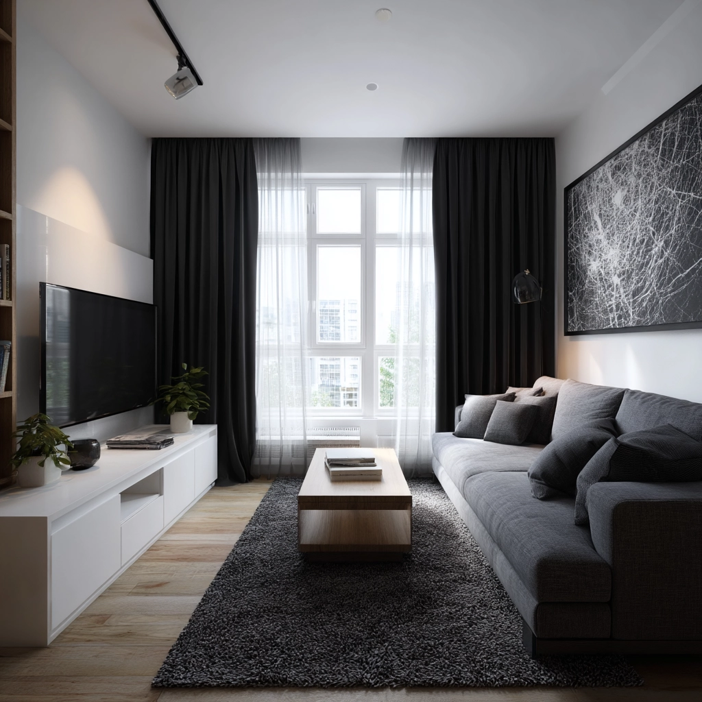 black curtains living room ideas 15