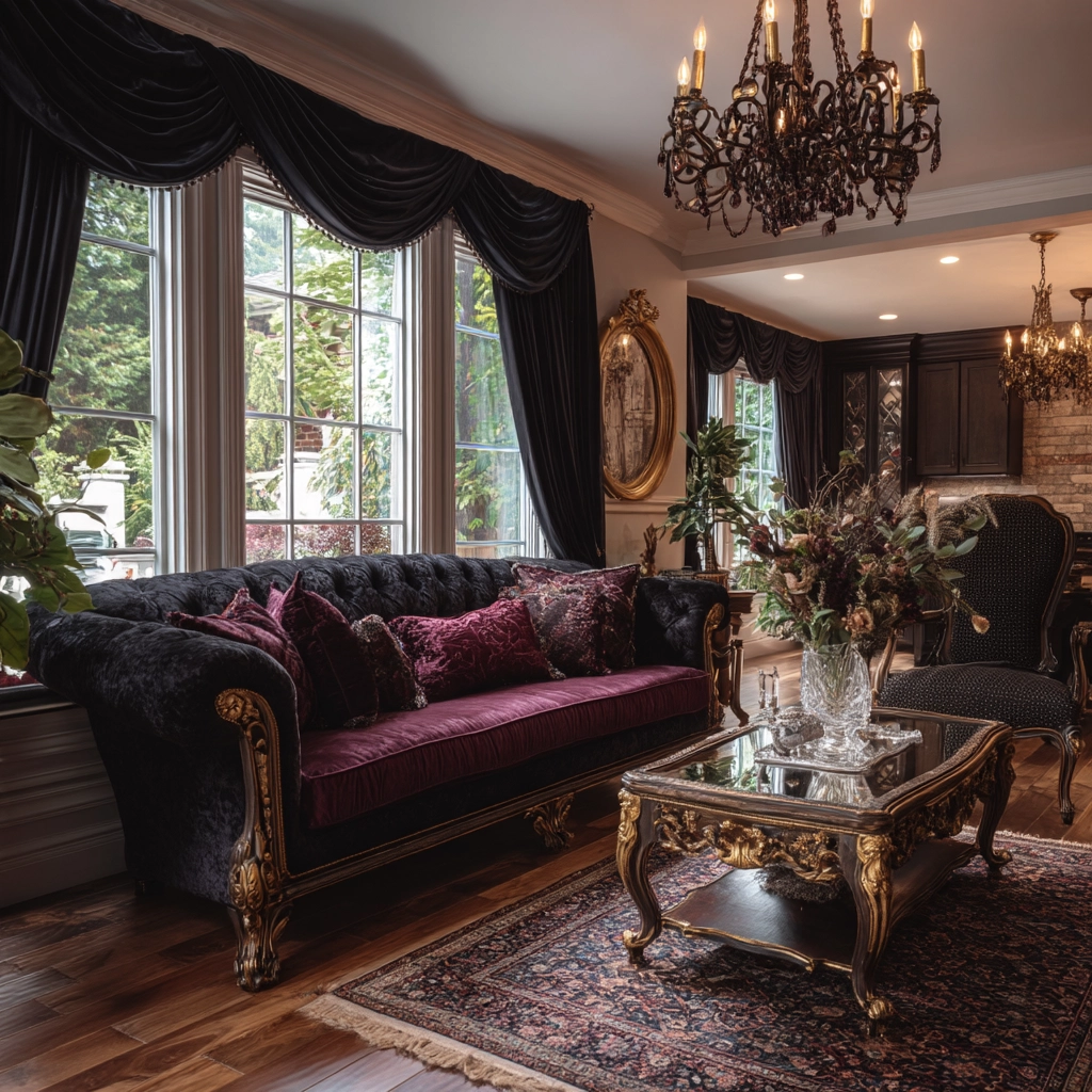 black curtains living room ideas 19