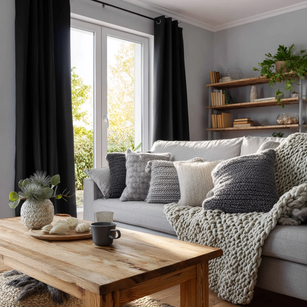 black curtains living room ideas 21