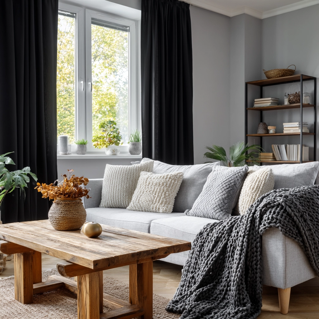 black curtains living room ideas 24