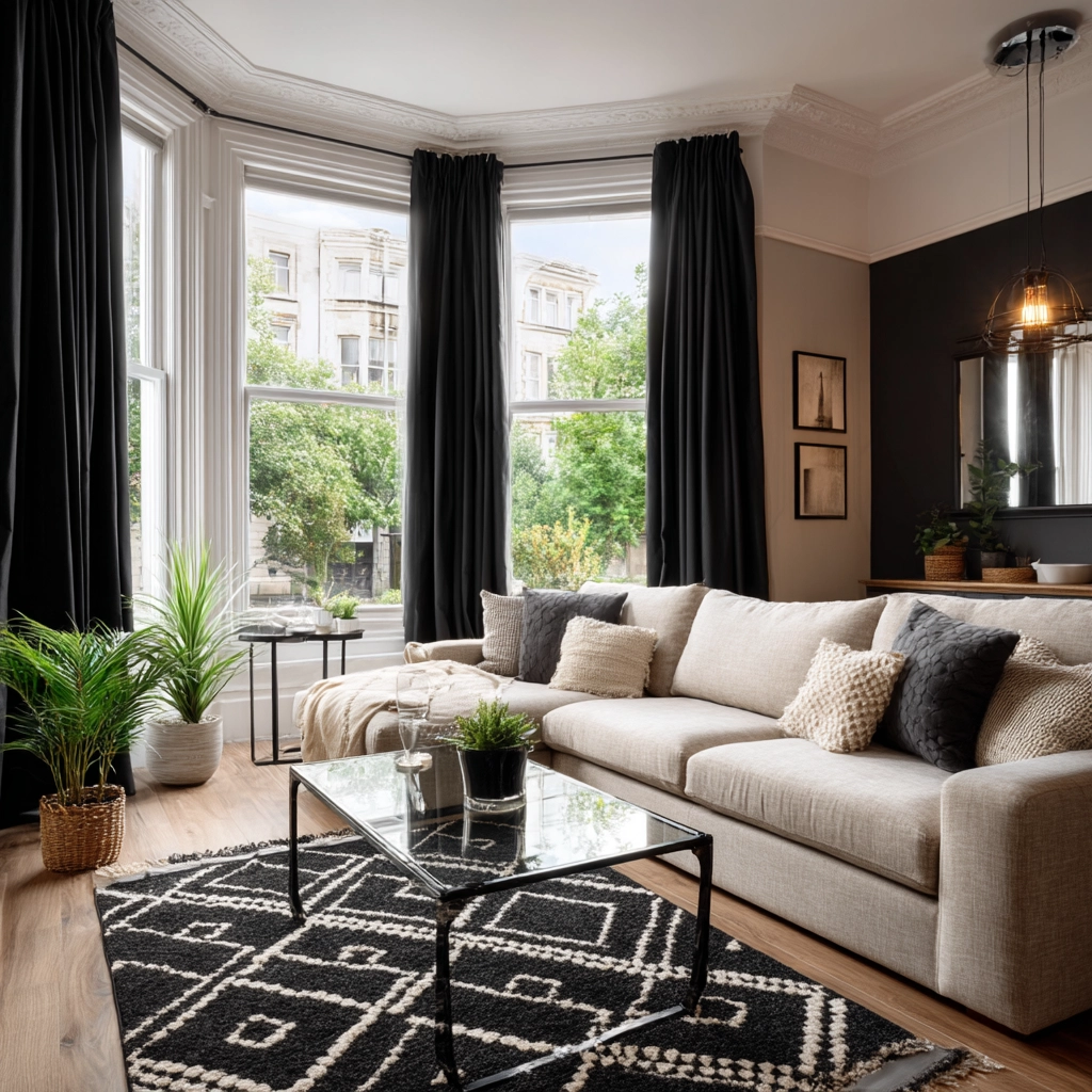 black curtains living room ideas 3