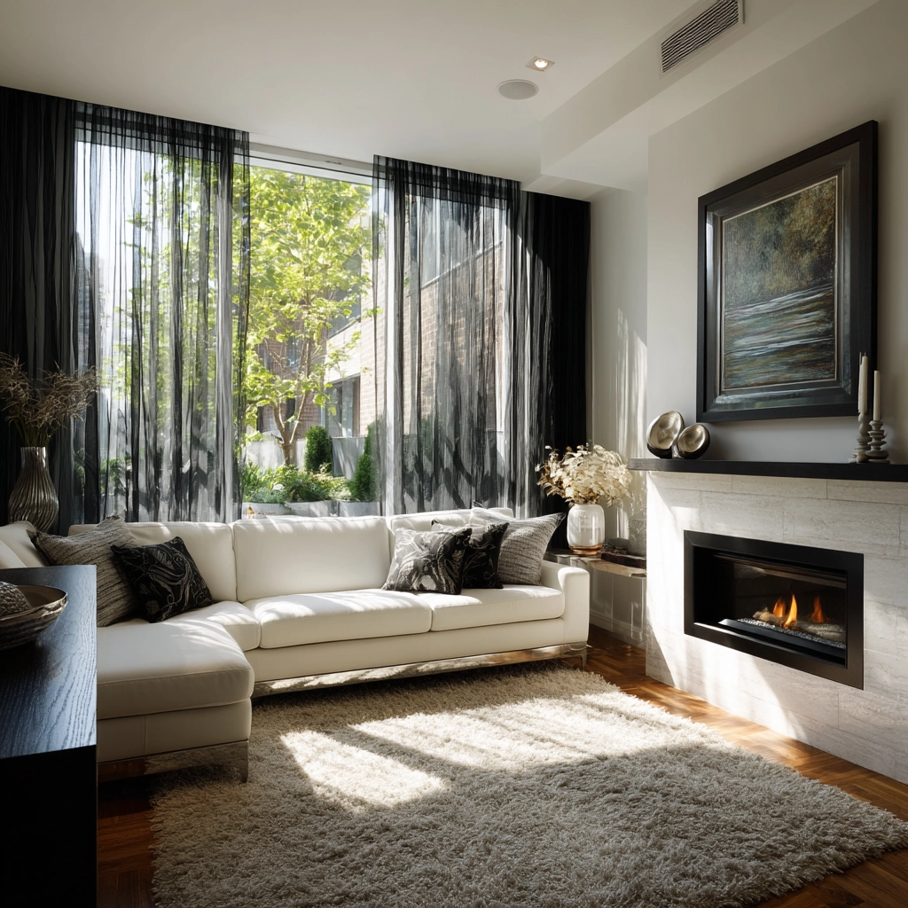 black curtains living room ideas 35