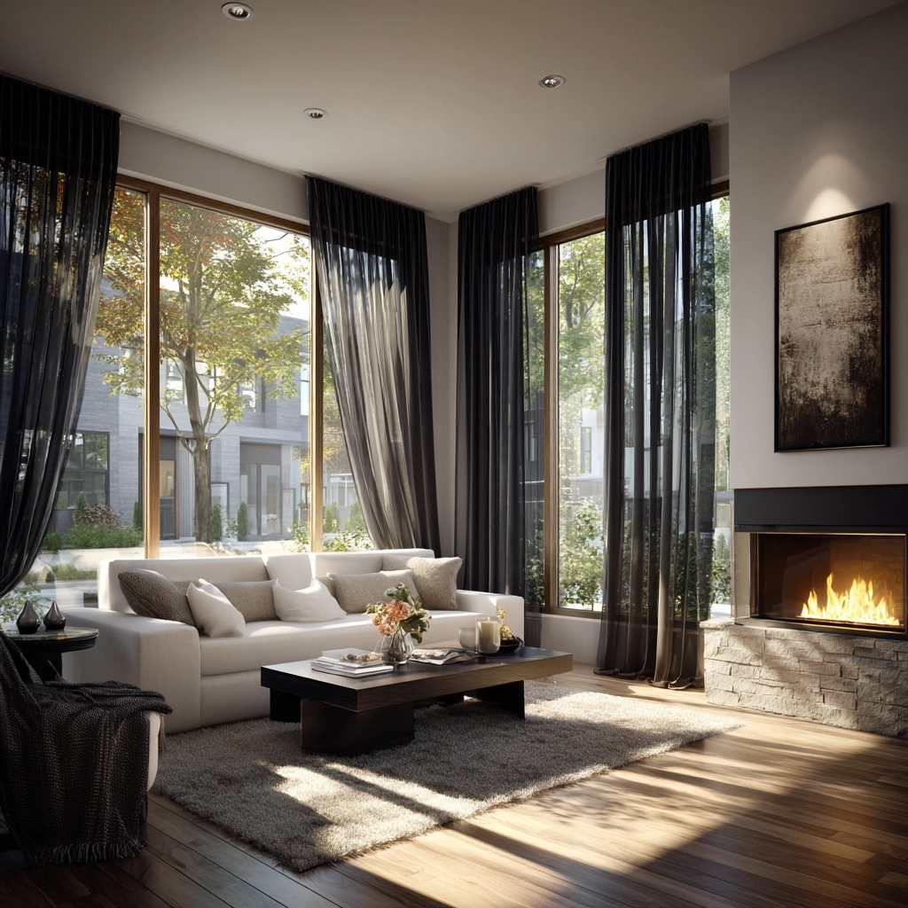 black curtains living room ideas 36
