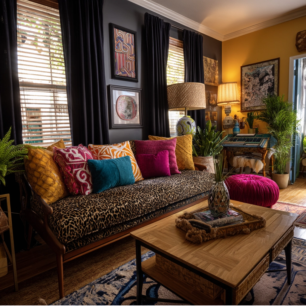 black curtains living room ideas 37