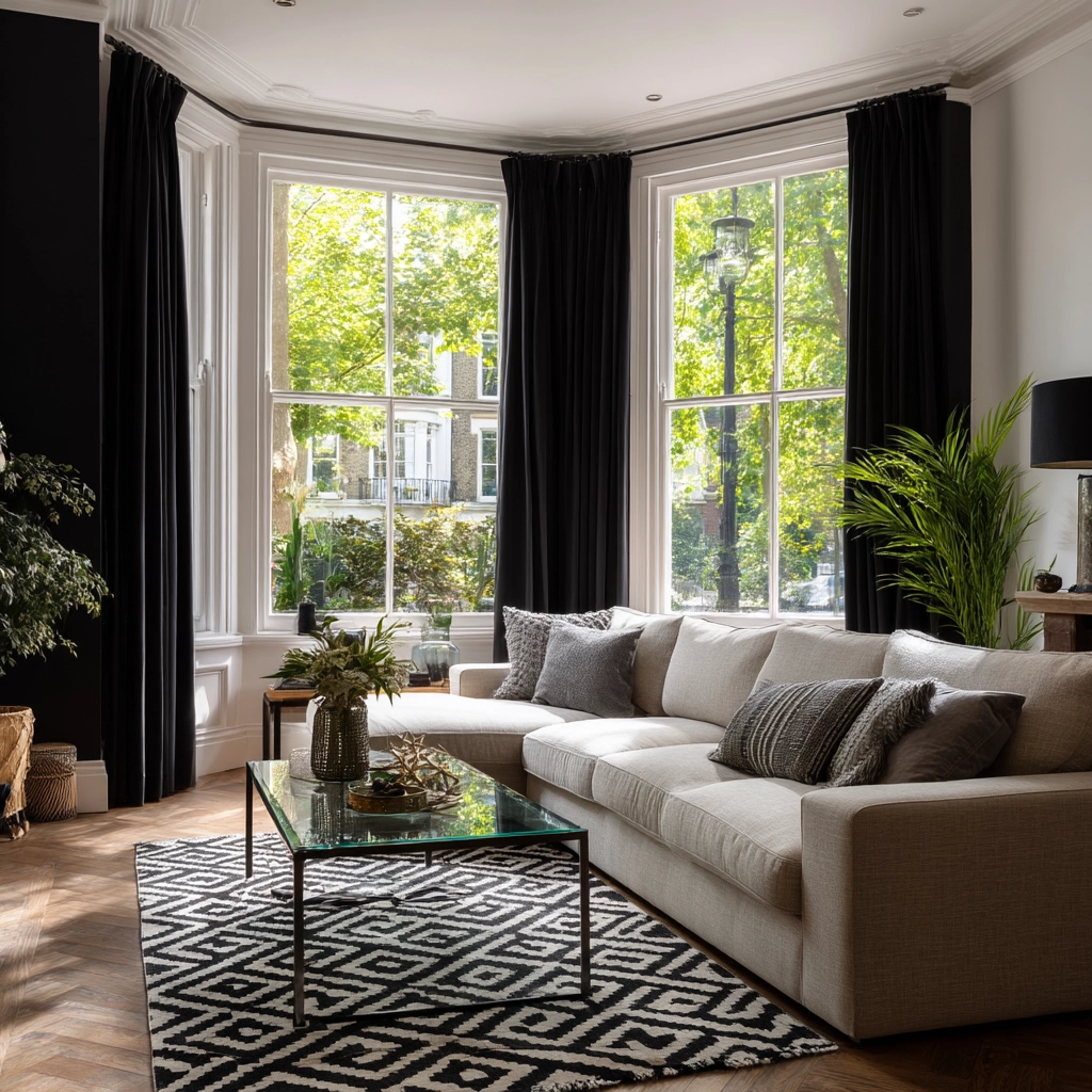 black curtains living room ideas 4