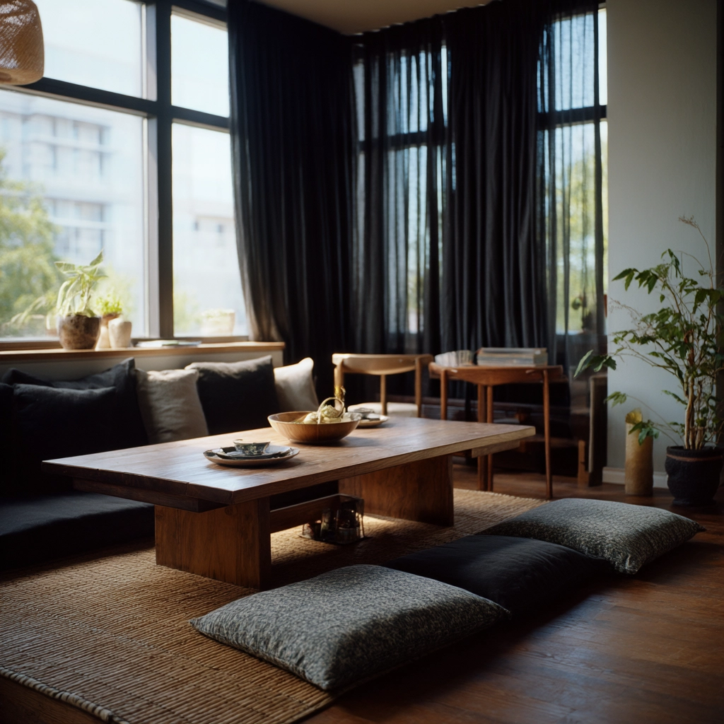 black curtains living room ideas 44