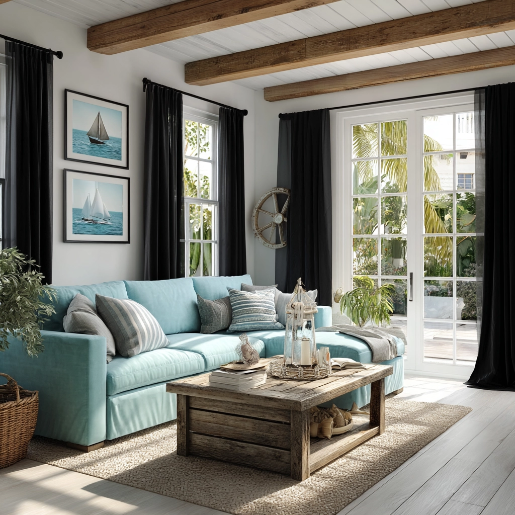 black curtains living room ideas 47