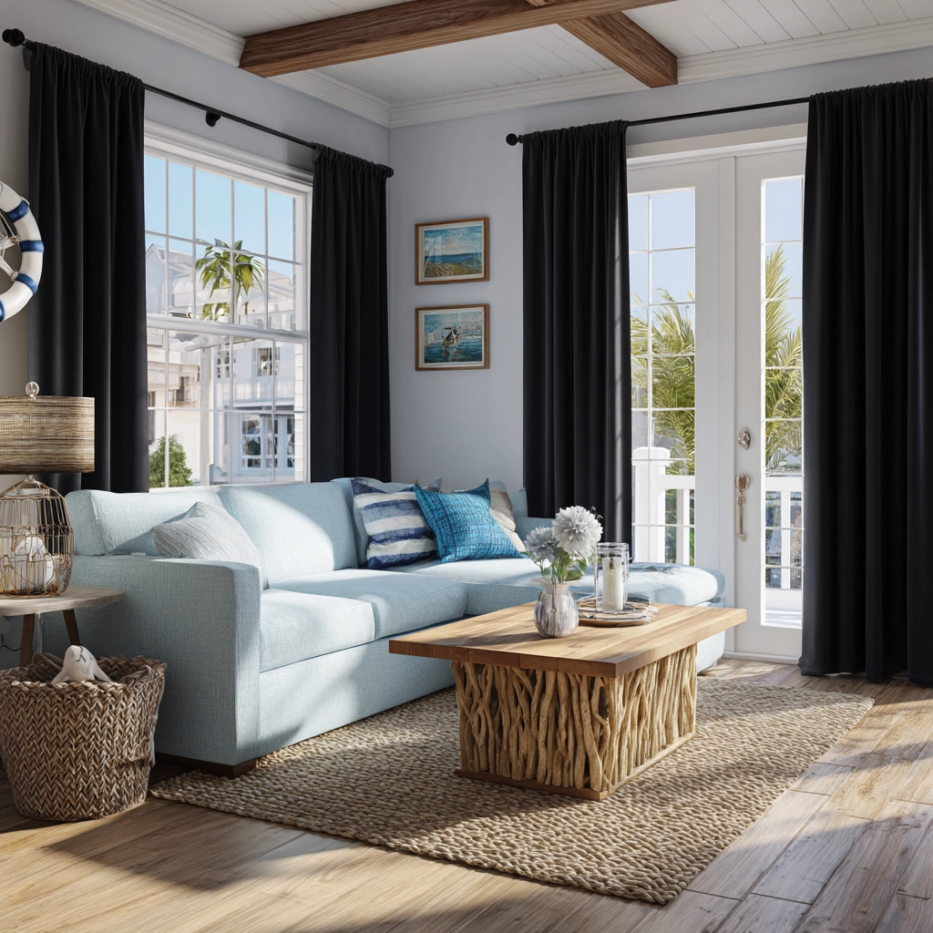 black curtains living room ideas 48