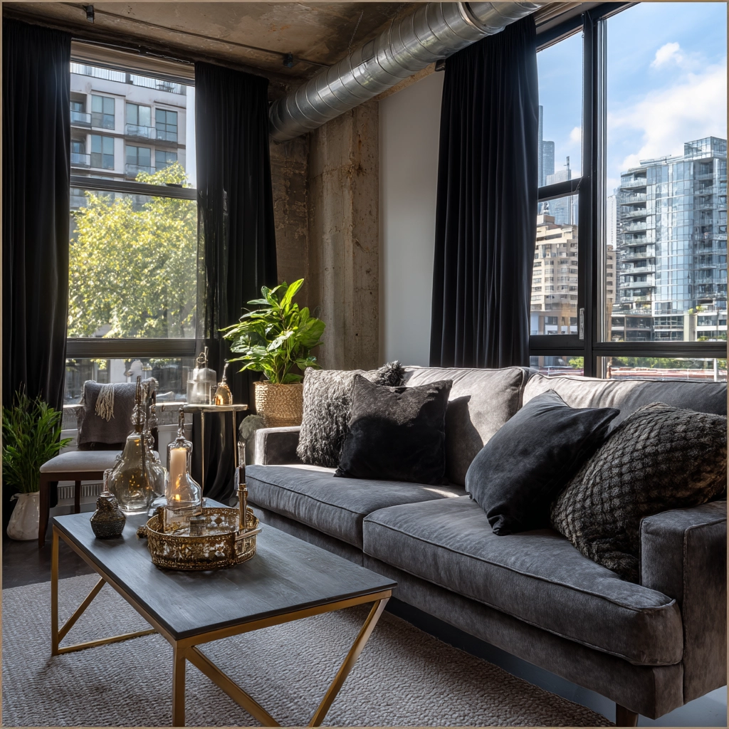 black curtains living room ideas 49