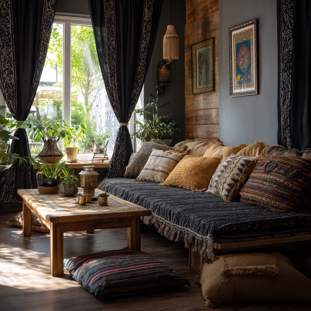 black curtains living room ideas 5