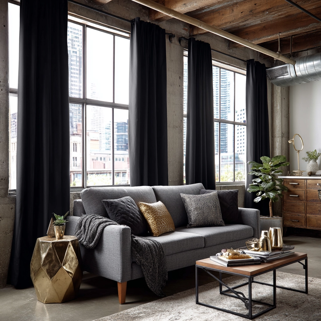 black curtains living room ideas 50