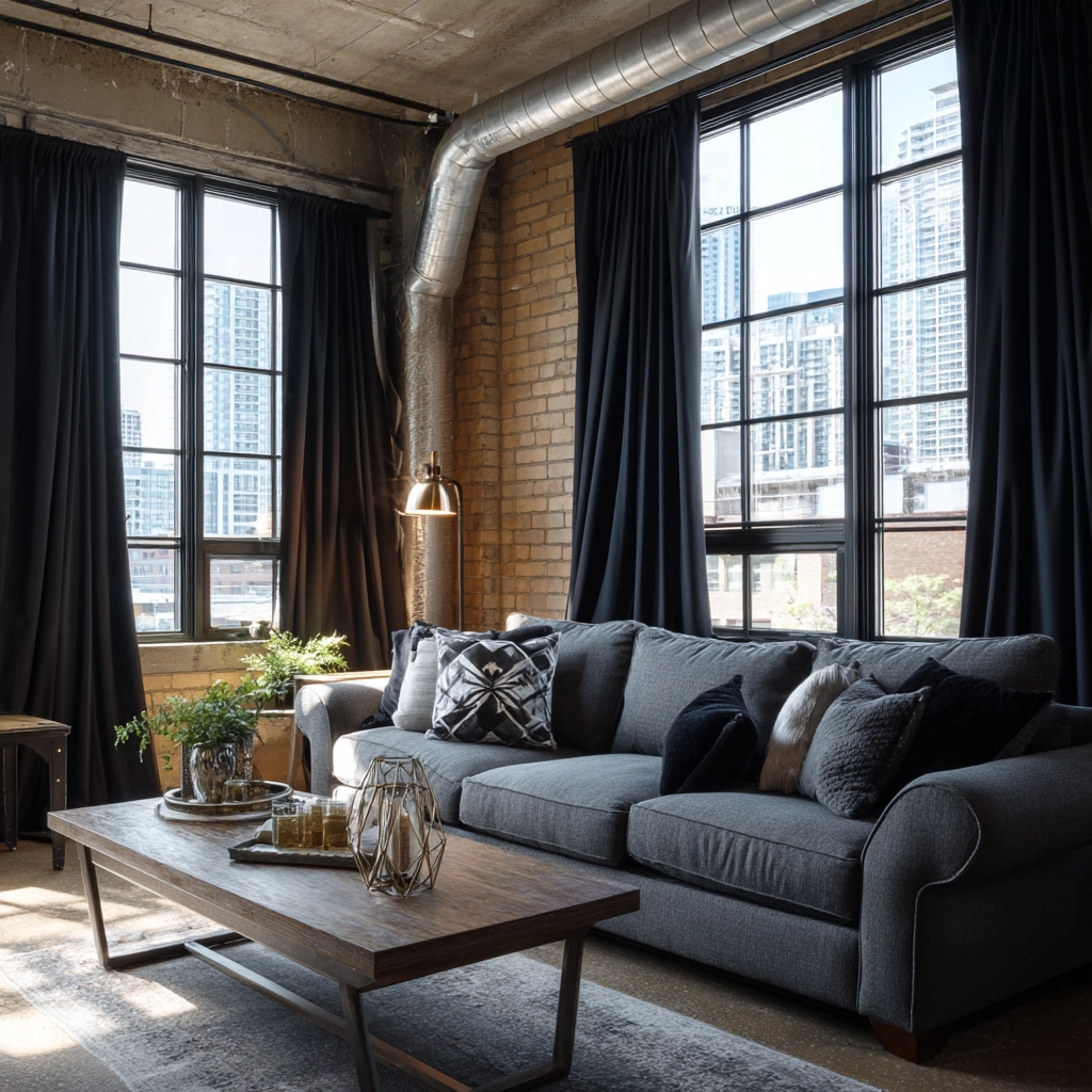 black curtains living room ideas 51